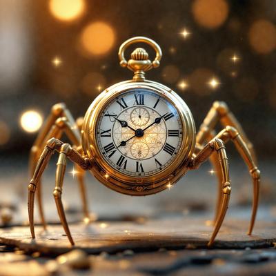 The primary subject of the image is a gold clock with Roman numerals, which is placed on a table. The setting is a room with a table, and the visual style is a photo. The colors and mood of the image are warm and inviting, with the gold clock as the focal point.
